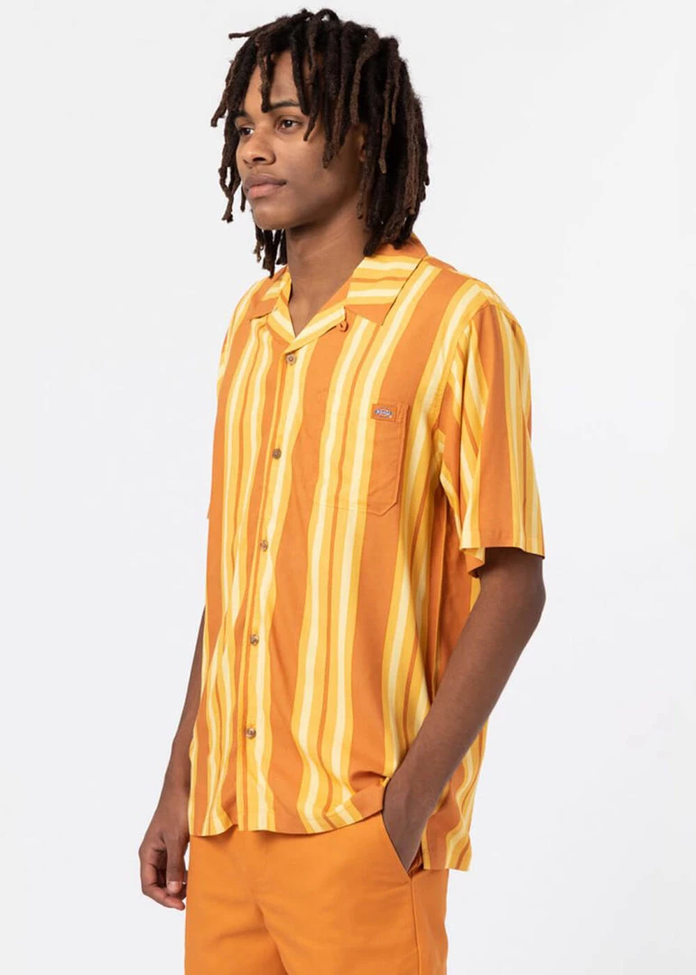 New In Dickies Men Lynnwood Shirt Pale Banana Yellow