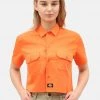 Dickies Womens Silver Grove 80's Shirt Orange
