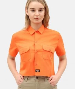 Dickies Womens Silver Grove 80's Shirt Orange