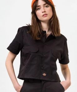 New In Dickies Womens Silver Grove 80's Shirt Black