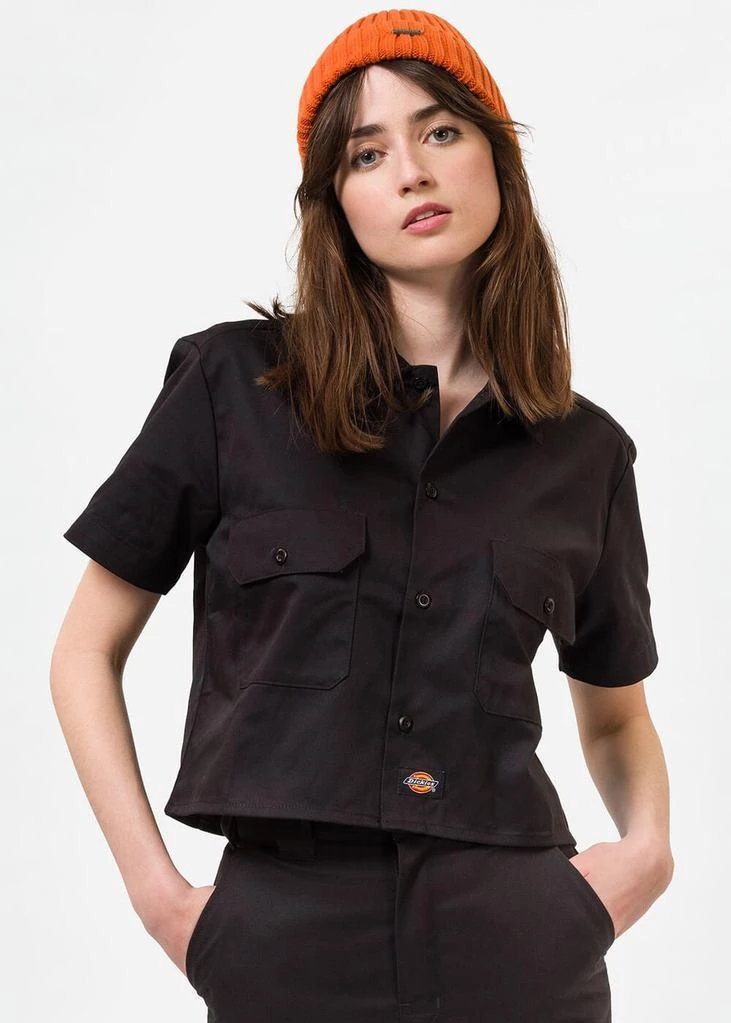 New In Dickies Womens Silver Grove 80's Shirt Black