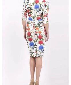 Diva Catwalk Cynthia Floral 50's Pencil Dress Rose Blush