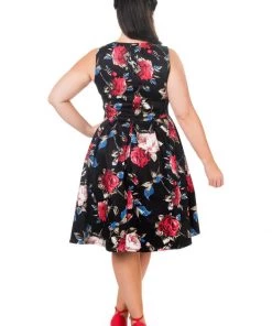 New In Dolly & Dotty Annie Classic Floral 50's Swing Dress Black
