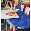Dolly & Dotty Darlene Polkadot 50's Swing Dress Navy New In