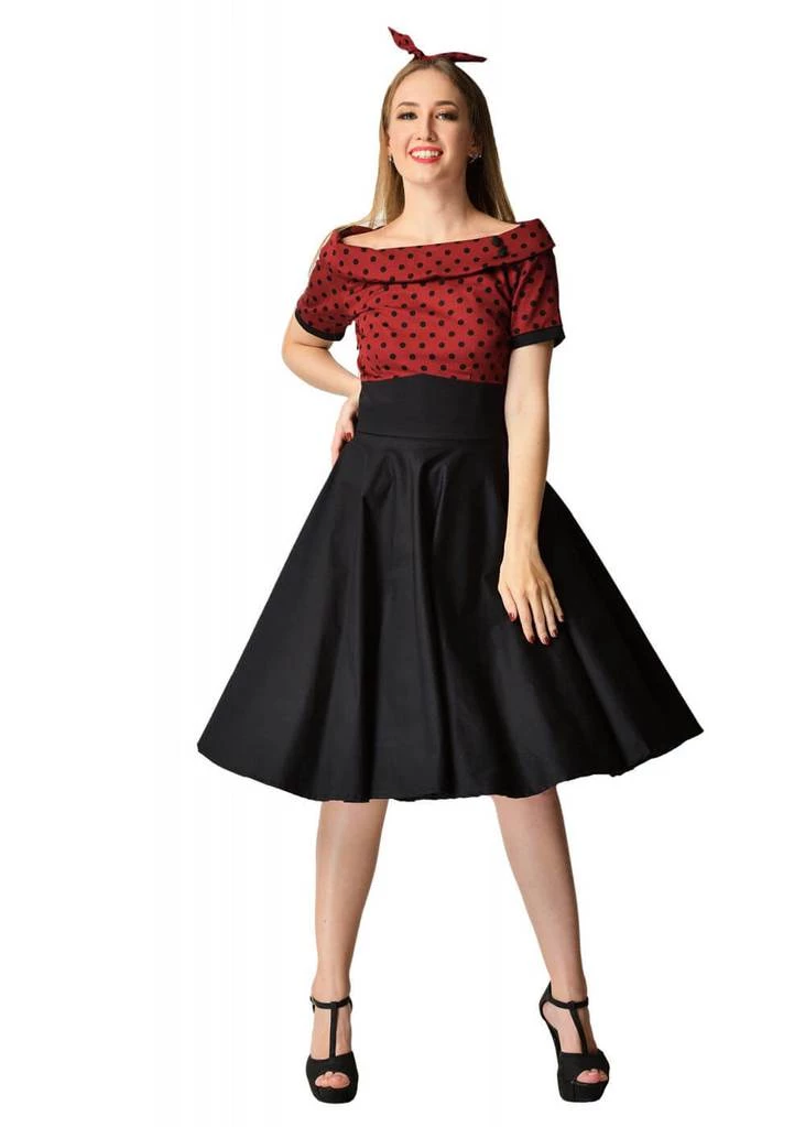 Dolly & Dotty Darlene 50's Swing Dress Burgundy Black New In