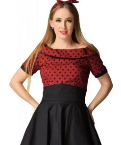 Dolly & Dotty Darlene 50's Swing Dress Burgundy Black New In
