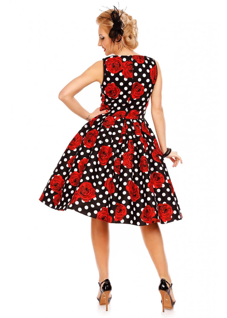 New In Dolly & Dotty Elizabeth Roses And Polkadots 50's Swing Dress