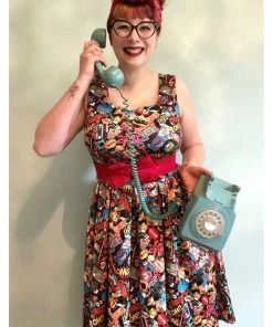 New In Dolly & Dotty Amanda Pop Art 50's Swing Dress Multi