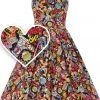 New In Dolly & Dotty Amanda Pop Art 50's Swing Dress Multi
