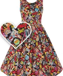 New In Dolly & Dotty Amanda Pop Art 50's Swing Dress Multi