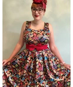 New In Dolly & Dotty Amanda Pop Art 50's Swing Dress Multi