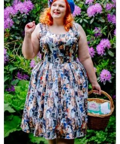 Dolly & Dotty Amanda Furry Cat 50's Swing Dress Multi New In