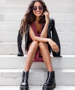 Dr. Martens Sinclair Nappa Leather Platform Boots Black New In