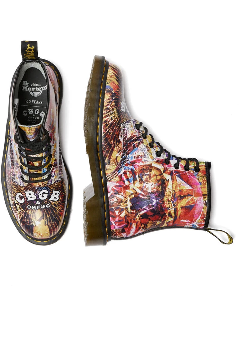 New In Dr. Martens 1460 CBGB Backhand Boots Multi