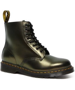 New In Dr. Martens 1460 Pascal Chroma Metallic Leather Boots Gold