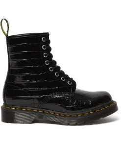 New In Dr. Martens 1460 Patent Croc Boots Black
