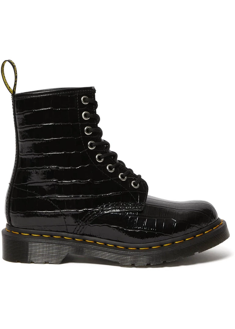 New In Dr. Martens 1460 Patent Croc Boots Black