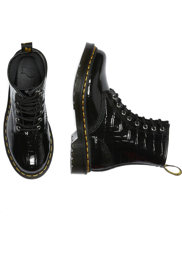 New In Dr. Martens 1460 Patent Croc Boots Black
