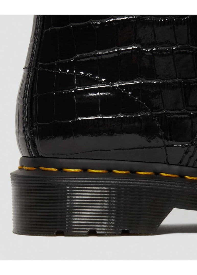 New In Dr. Martens 1460 Patent Croc Boots Black
