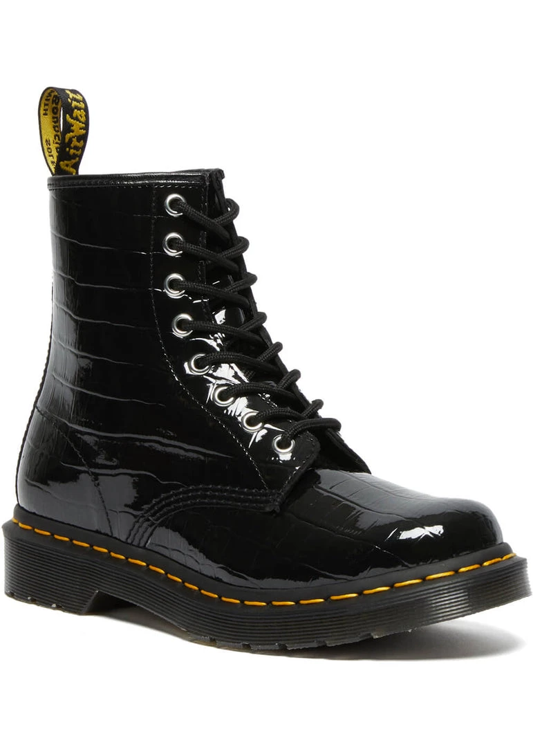New In Dr. Martens 1460 Patent Croc Boots Black