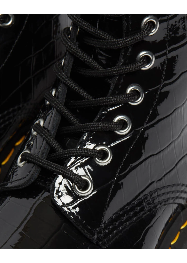 New In Dr. Martens 1460 Patent Croc Boots Black