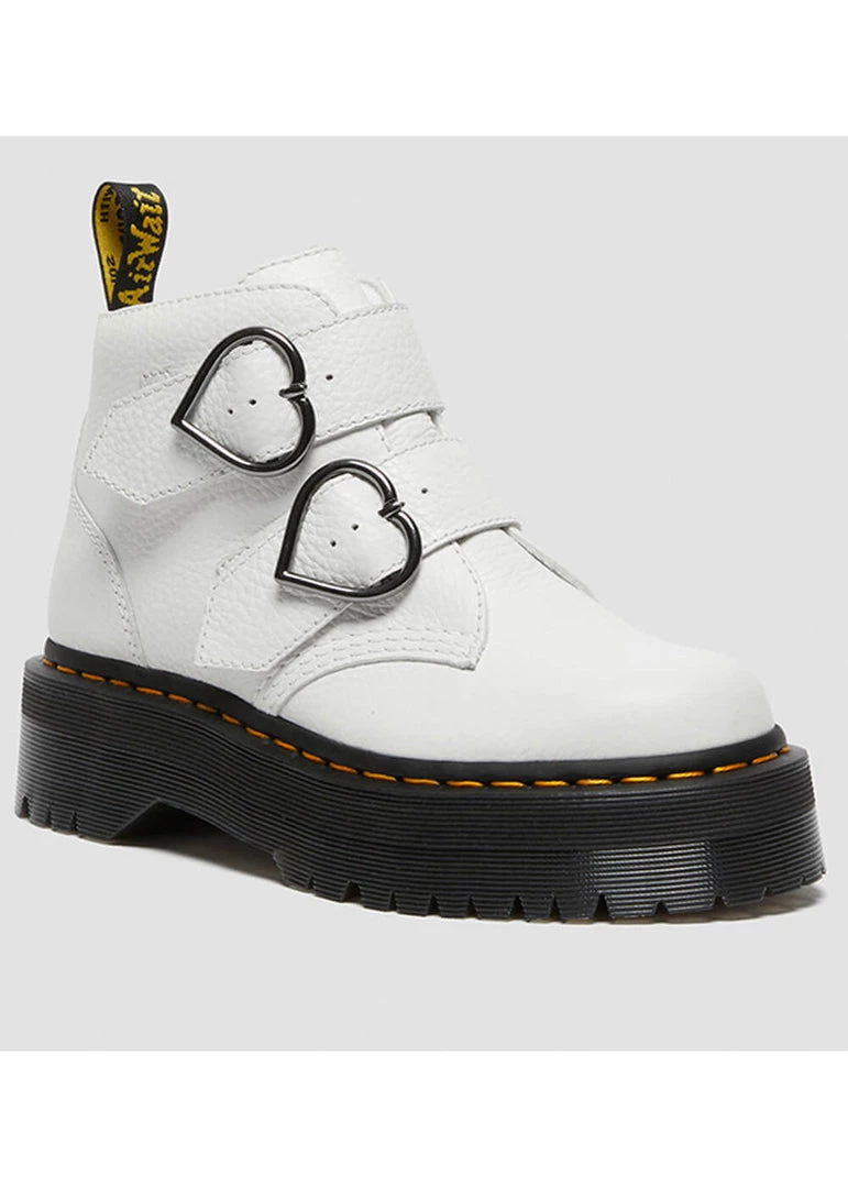 New In Dr. Martens Devon Heart Aunt Sally Soft Leather Boots White