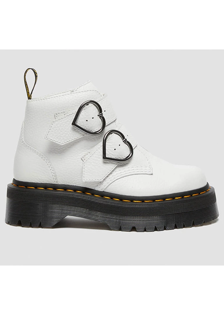 New In Dr. Martens Devon Heart Aunt Sally Soft Leather Boots White