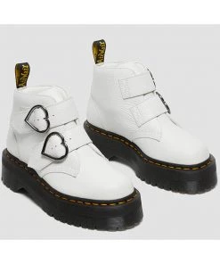 New In Dr. Martens Devon Heart Aunt Sally Soft Leather Boots White
