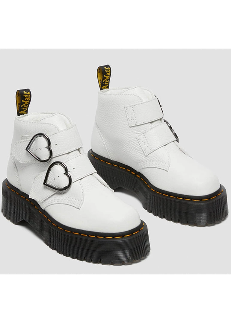 New In Dr. Martens Devon Heart Aunt Sally Soft Leather Boots White