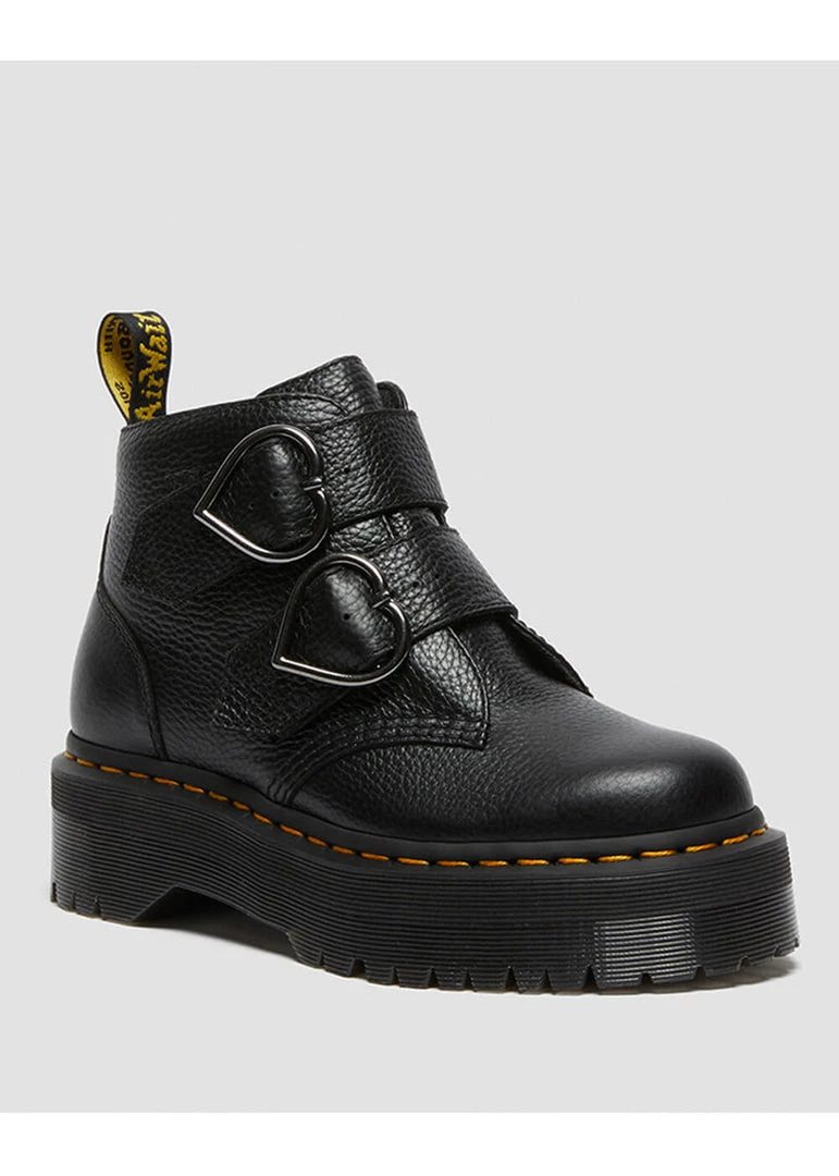 New In Dr. Martens Devon Heart Soft Aunt Sally Leather Boots Black