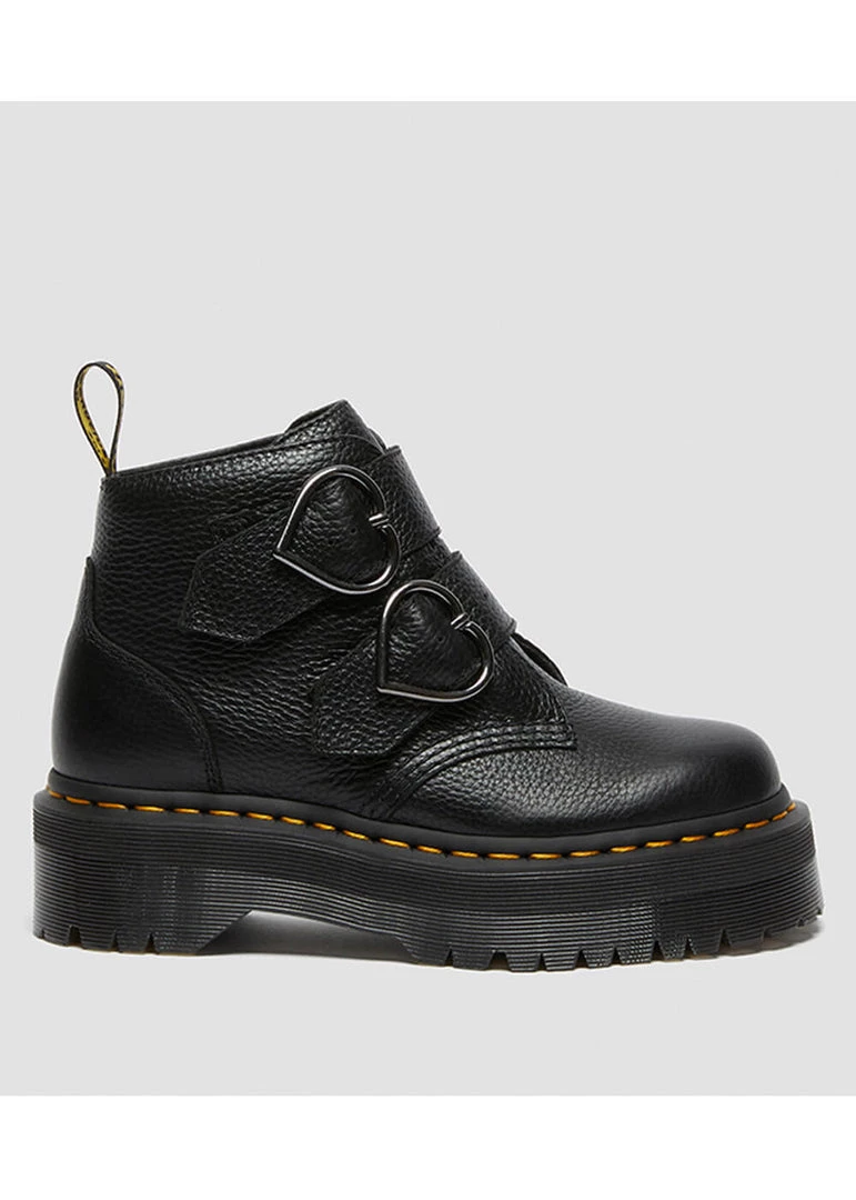 New In Dr. Martens Devon Heart Soft Aunt Sally Leather Boots Black