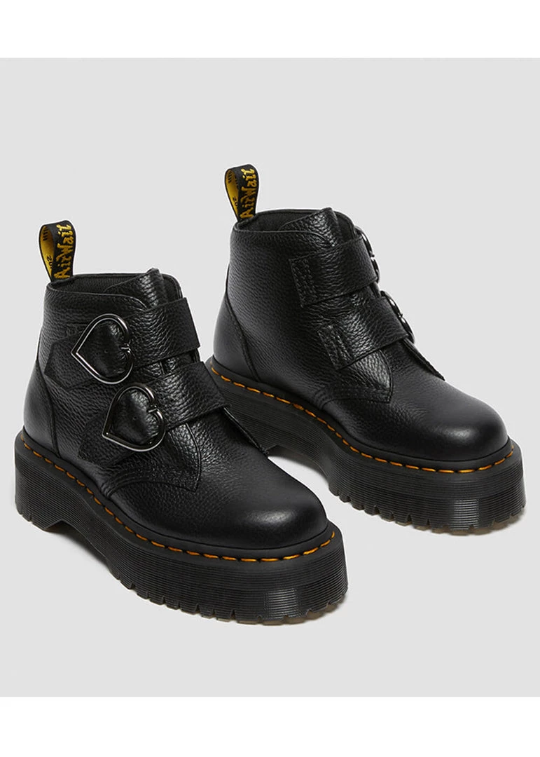 New In Dr. Martens Devon Heart Soft Aunt Sally Leather Boots Black