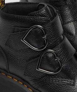 New In Dr. Martens Devon Heart Soft Aunt Sally Leather Boots Black