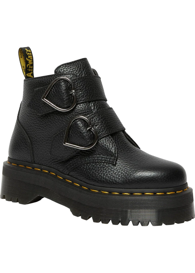 New In Dr. Martens Devon Heart Soft Aunt Sally Leather Boots Black