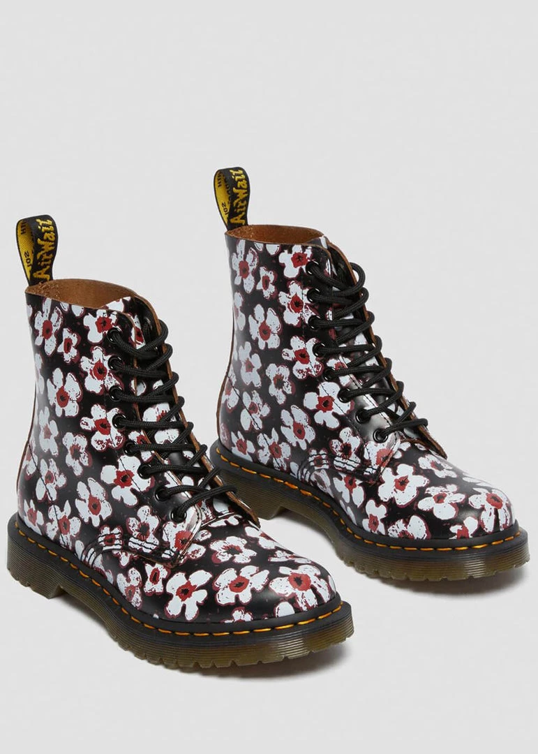 Dr. Martens 1460 Pascal Pansy Fayre Vintage Smooth Leather Lace-up Boots Red New In