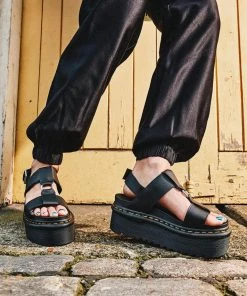 Dr. Martens Francis Hydro Leather Platform Sandals Black