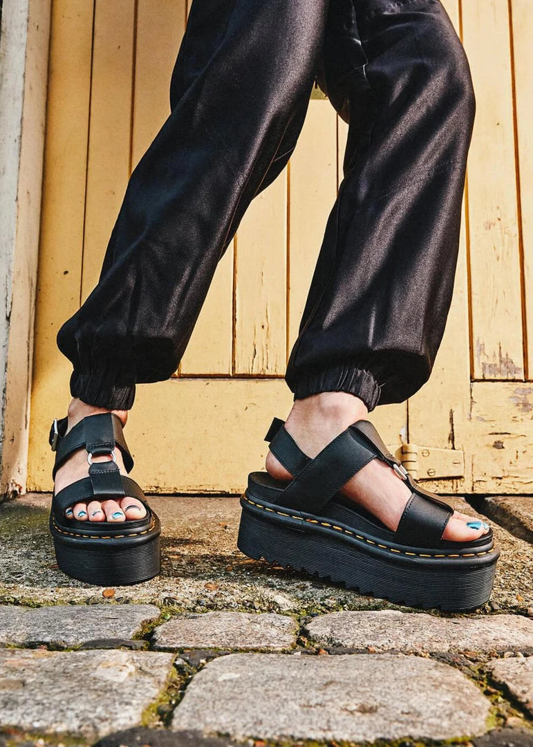 Dr. Martens Francis Hydro Leather Platform Sandals Black