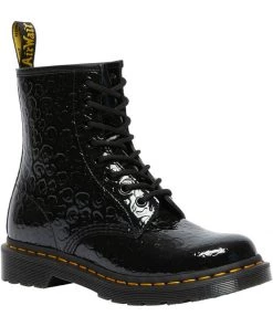 Dr. Martens 1460 Leopard Patent Boots Black New In