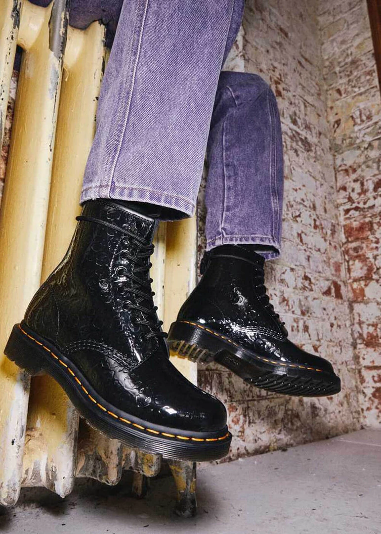 Dr. Martens 1460 Leopard Patent Boots Black New In