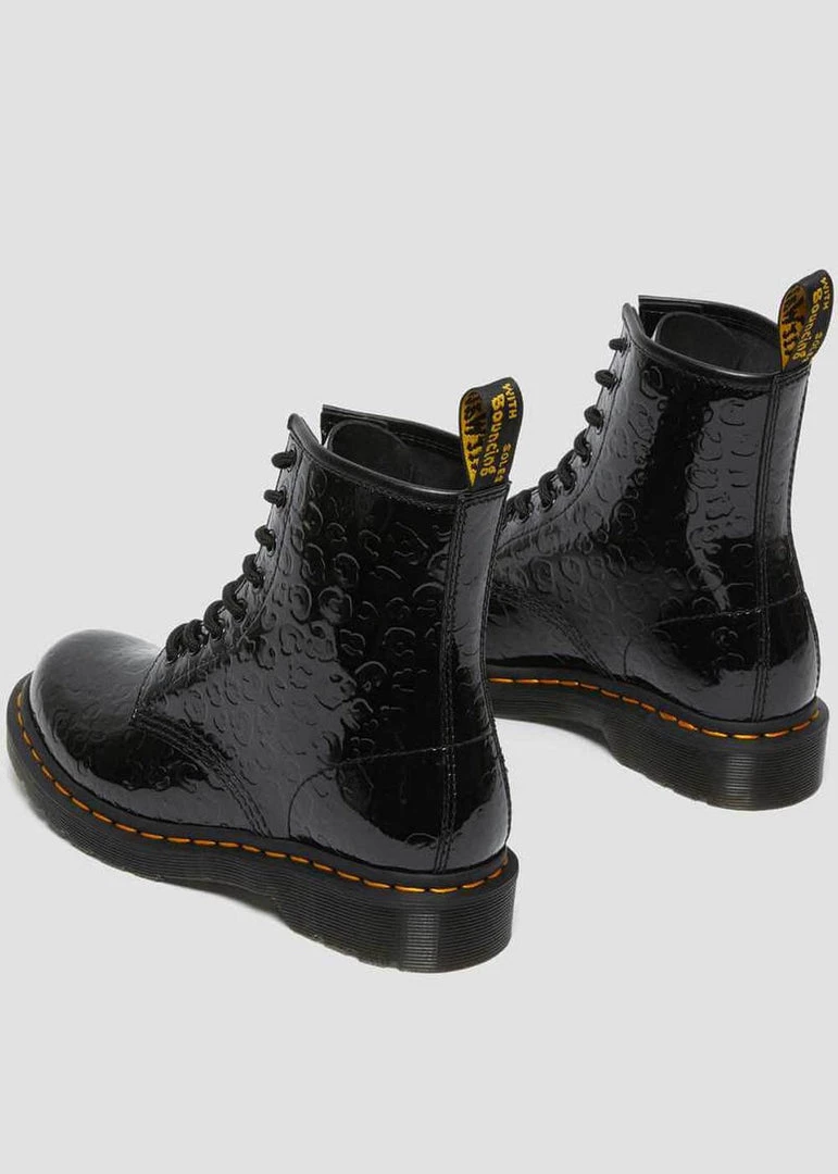 Dr. Martens 1460 Leopard Patent Boots Black New In