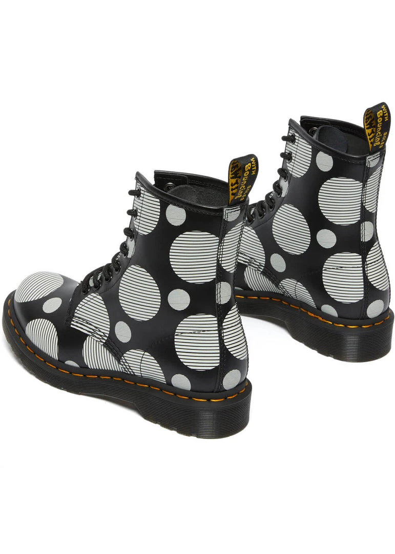 Dr. Martens 1460 Polka Dot Leather Boots Black White New In