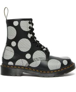 Dr. Martens 1460 Polka Dot Leather Boots Black White New In