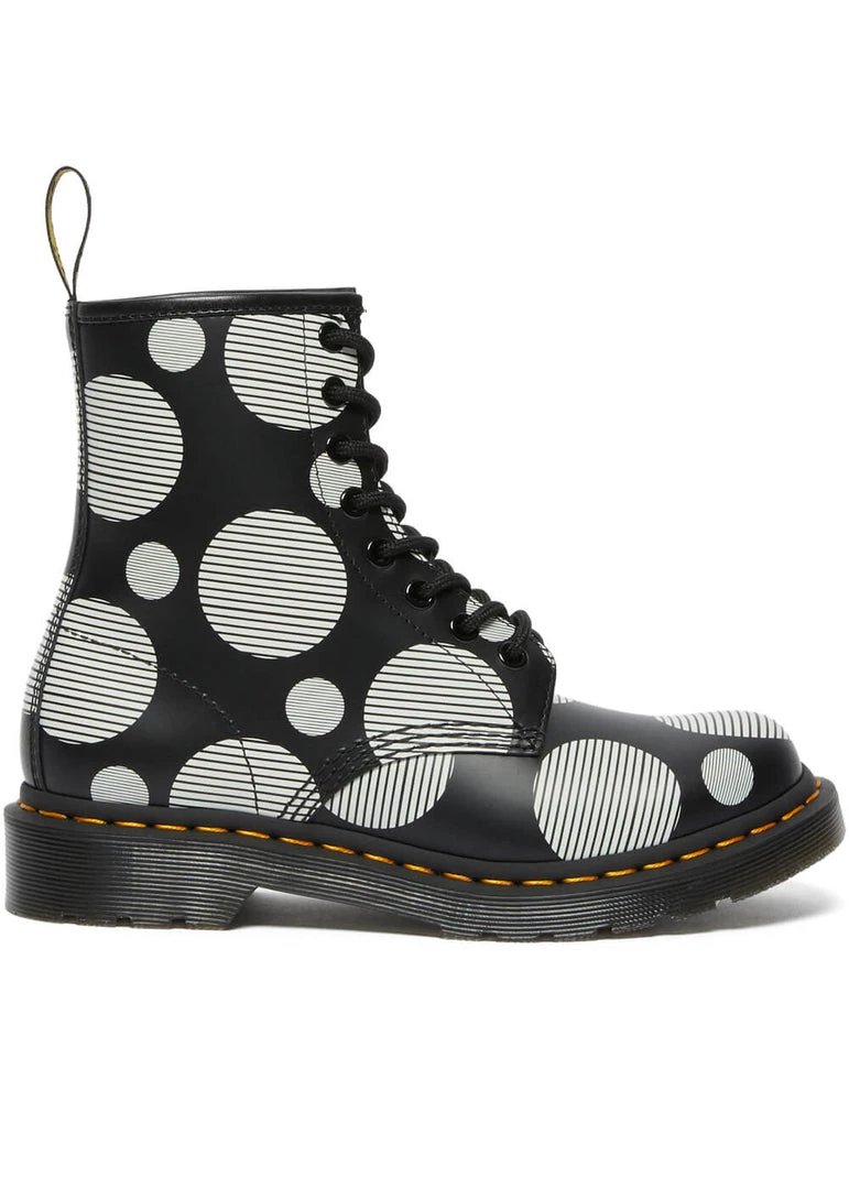 Dr. Martens 1460 Polka Dot Leather Boots Black White New In