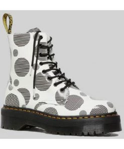 Dr. Martens Jadon Polka Dot Leather Platform Boots White Black