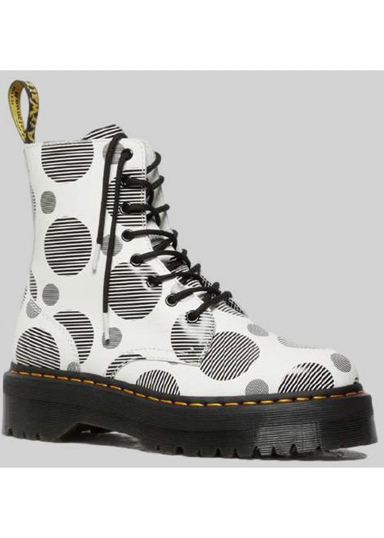 Dr. Martens Jadon Polka Dot Leather Platform Boots White Black
