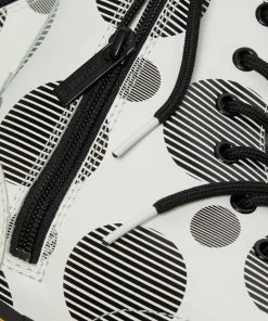 Dr. Martens Jadon Polka Dot Leather Platform Boots White Black