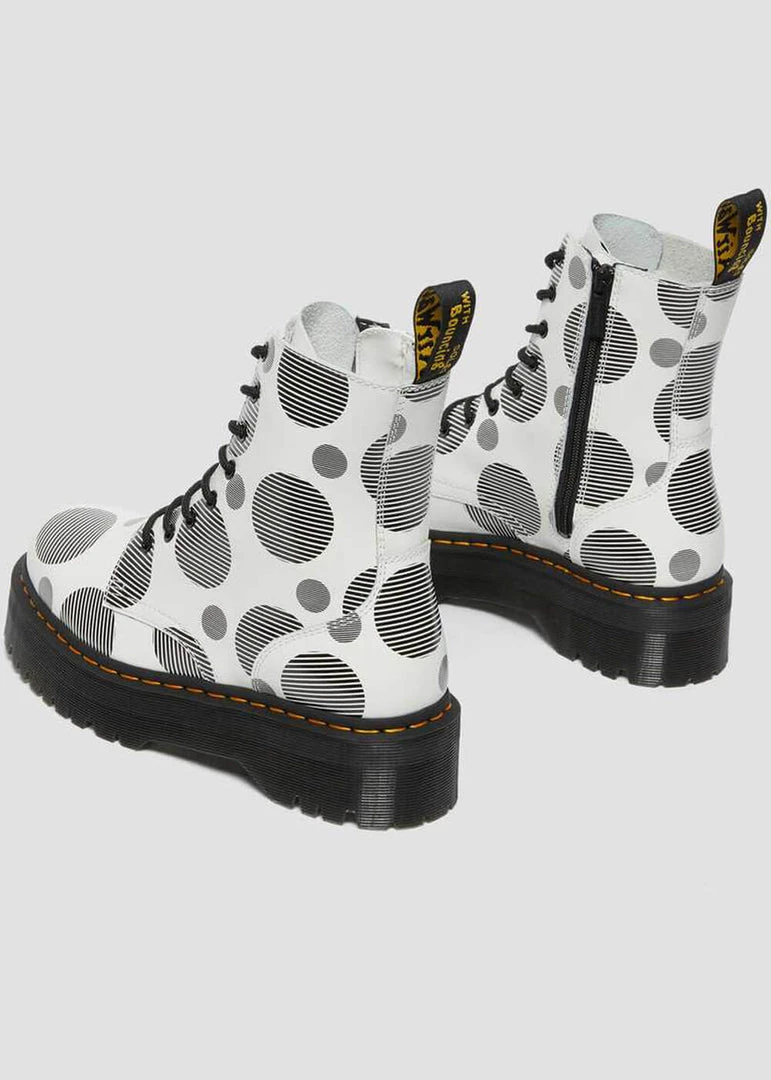 Dr. Martens Jadon Polka Dot Leather Platform Boots White Black