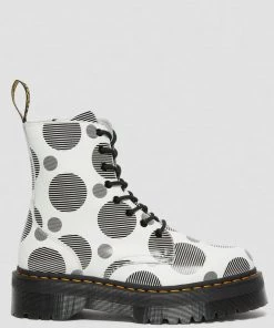 Dr. Martens Jadon Polka Dot Leather Platform Boots White Black