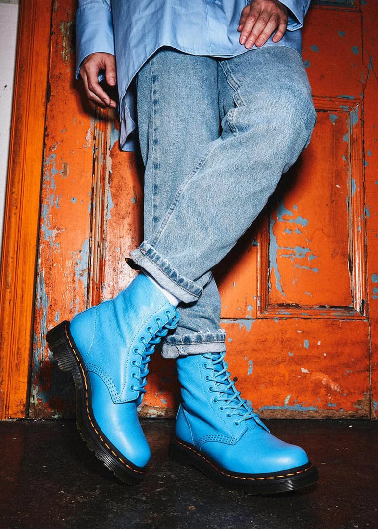 Dr. Martens 1460 Pascal Virginia Soft Leather Boots Mid Blue New In