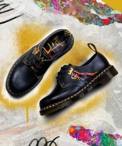 New In Dr. Martens X Basquiat 1461 Leather Shoes Black